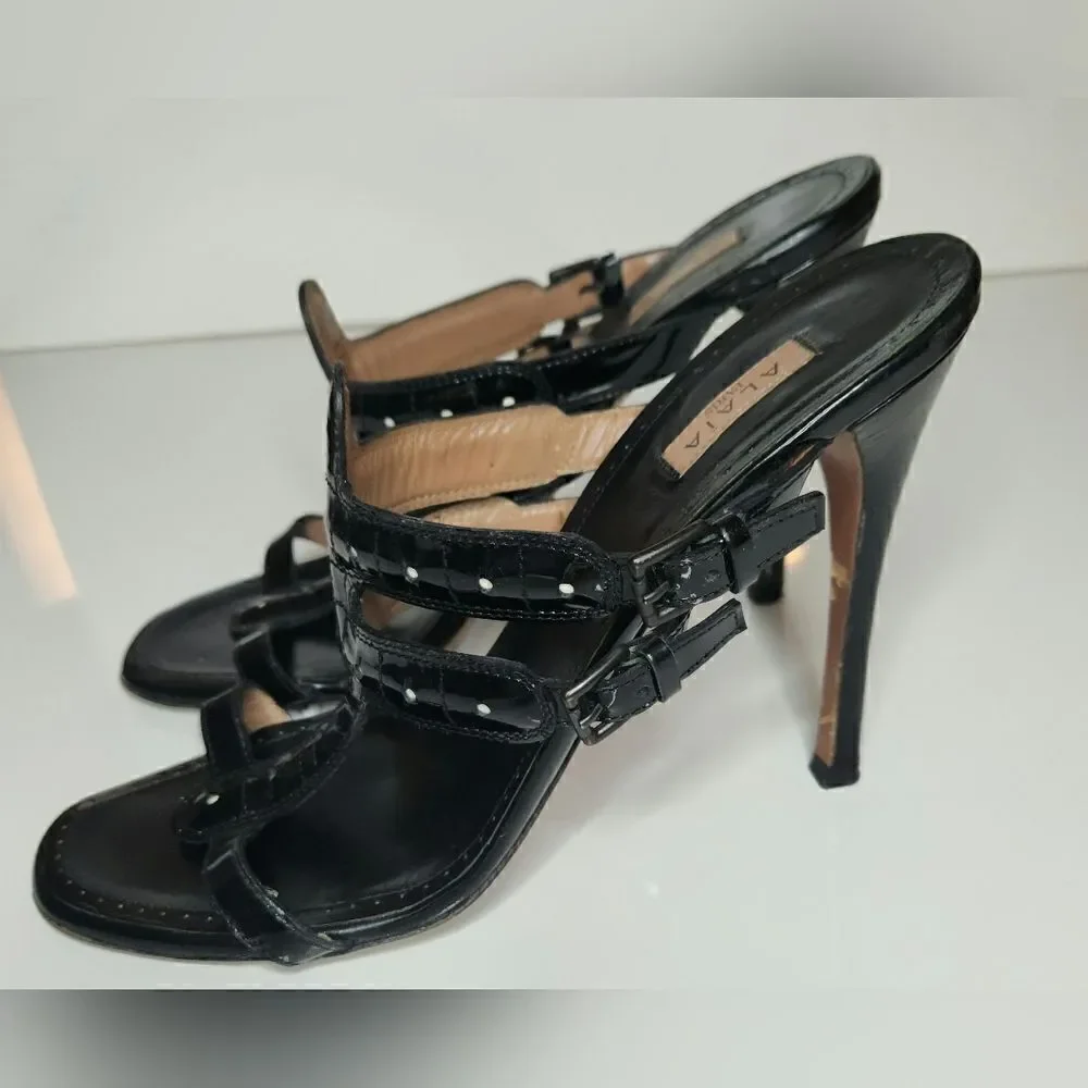 Alaïa Paris slip on heels black leather size 39